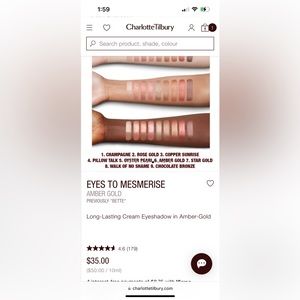 Charlotte Tilbury- EYES TO MESMERISE
Cream Eyeshadow in Amber-Gold SEALED BOX**